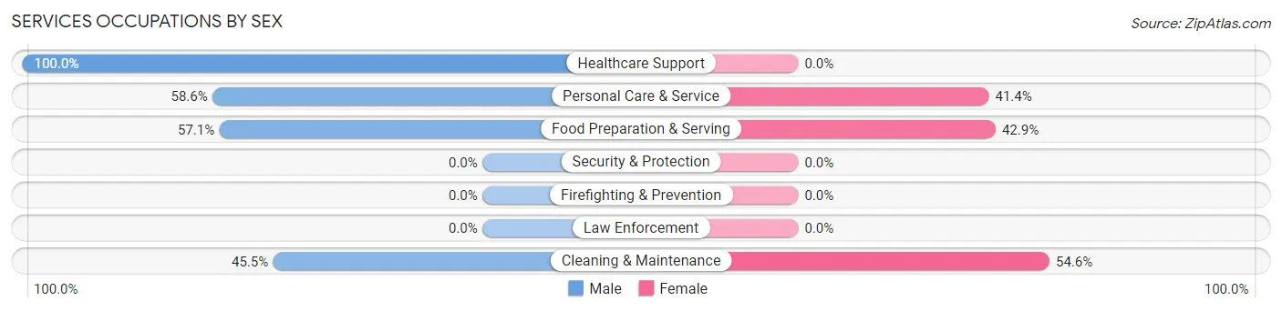 Services Occupations by Sex in Zip Code 05153