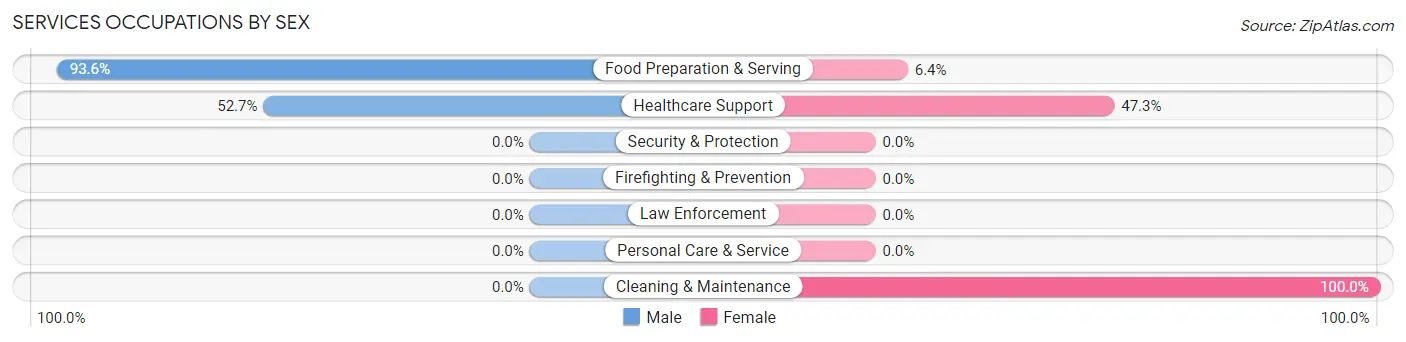 Services Occupations by Sex in Zip Code 05155