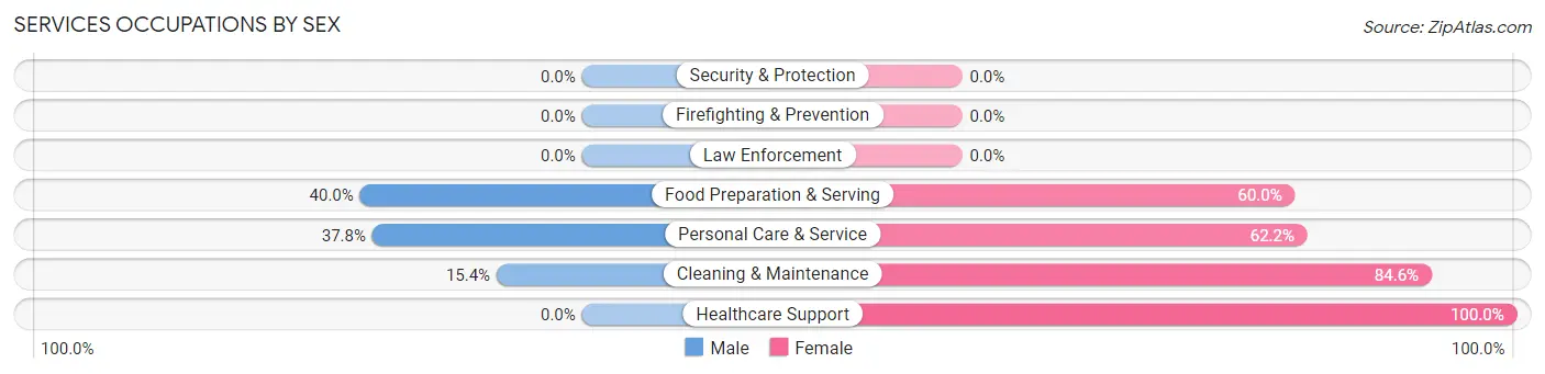 Services Occupations by Sex in Zip Code 05261