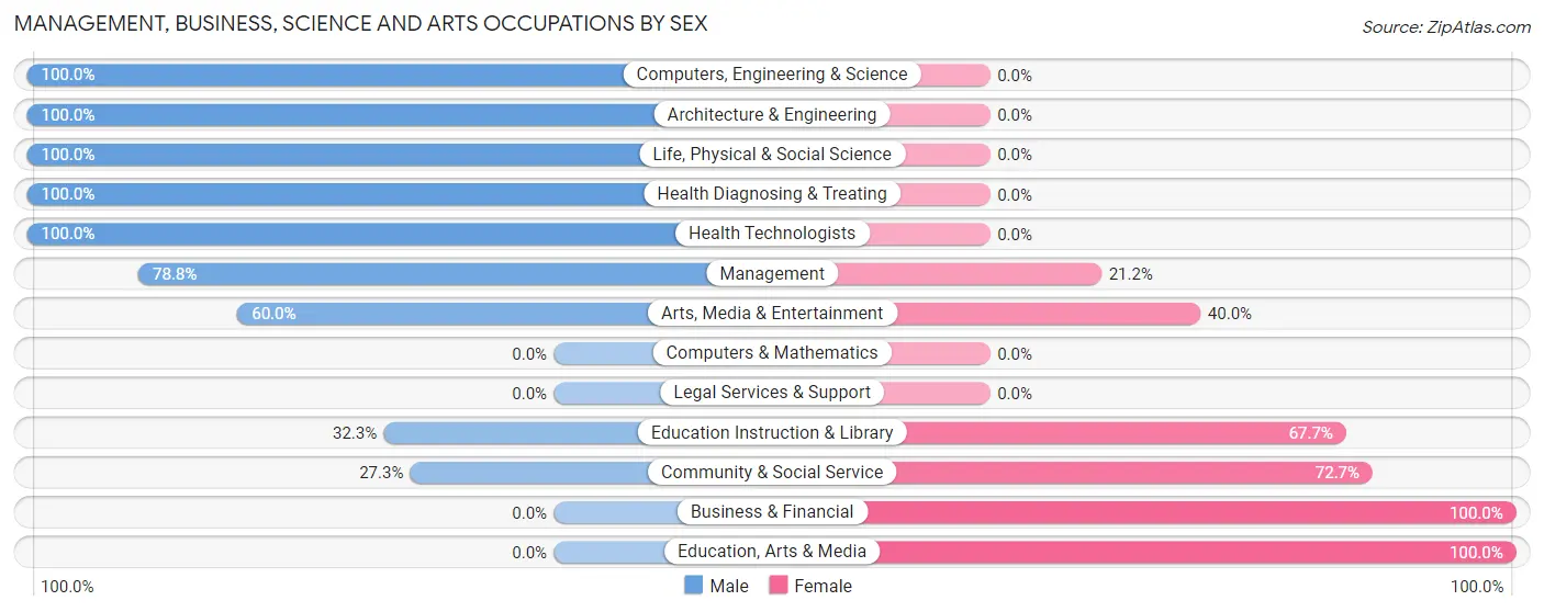 Management, Business, Science and Arts Occupations by Sex in Zip Code 05343