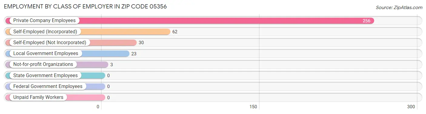 Employment by Class of Employer in Zip Code 05356