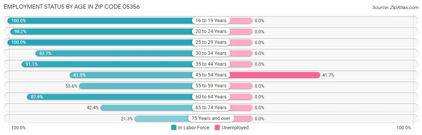 Employment Status by Age in Zip Code 05356