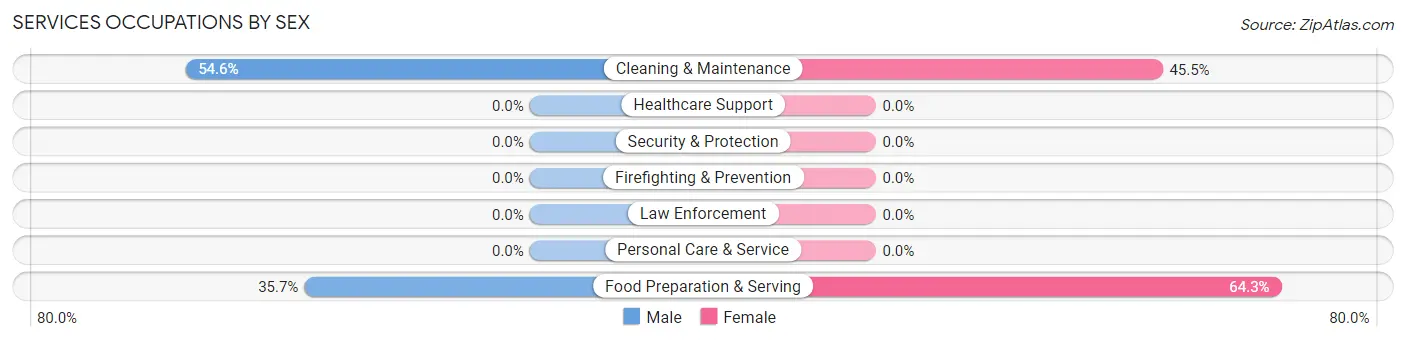 Services Occupations by Sex in Zip Code 05356