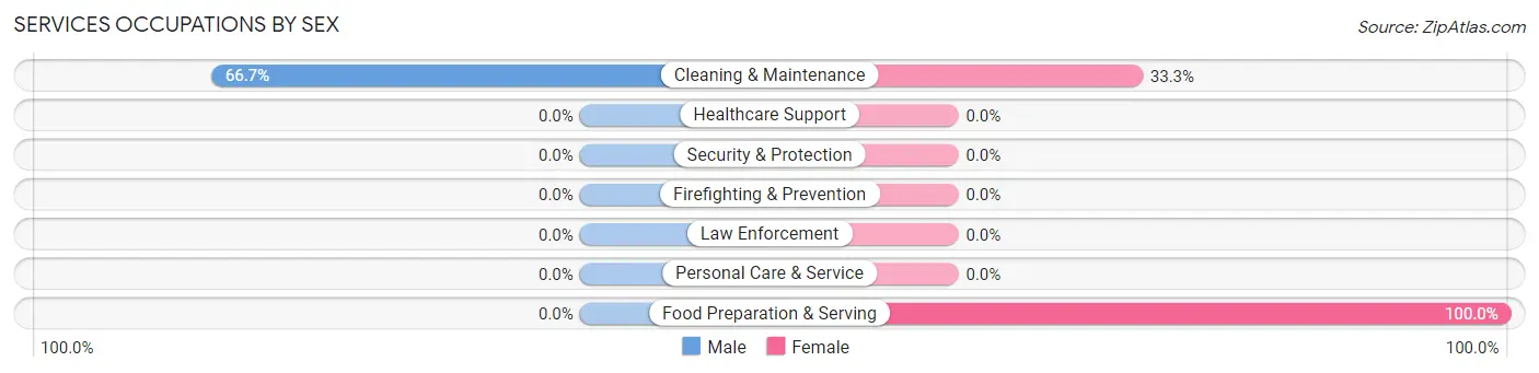 Services Occupations by Sex in Zip Code 05360