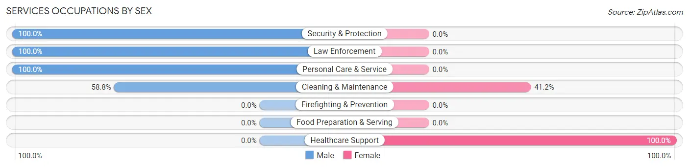 Services Occupations by Sex in Zip Code 05361