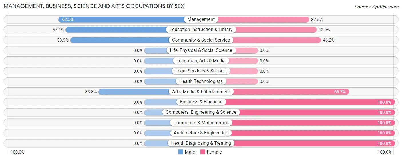 Management, Business, Science and Arts Occupations by Sex in Zip Code 05405
