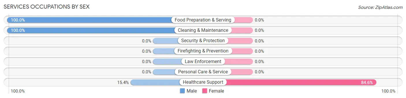 Services Occupations by Sex in Zip Code 05441