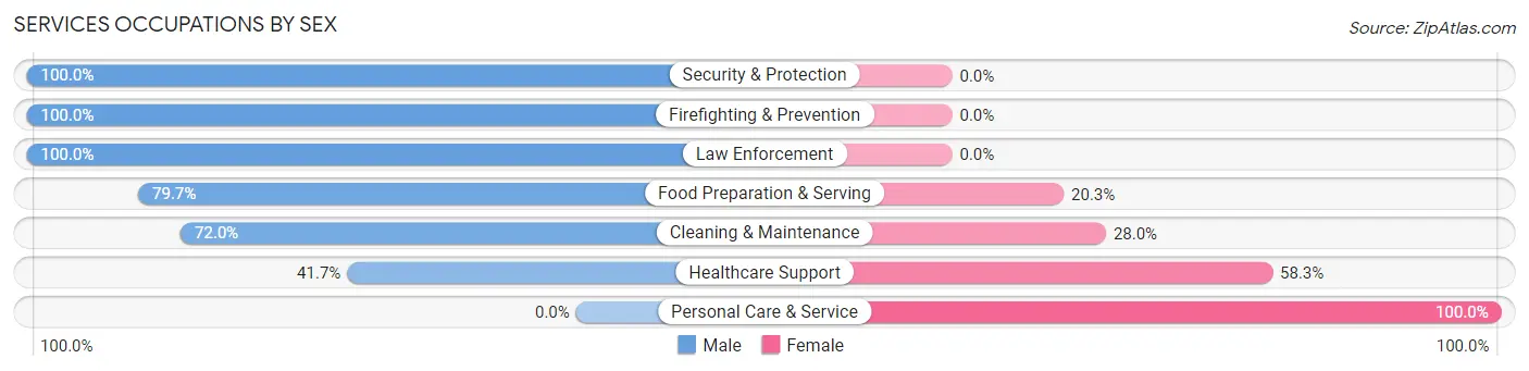 Services Occupations by Sex in Zip Code 05444