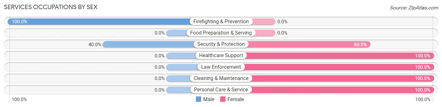 Services Occupations by Sex in Zip Code 05455
