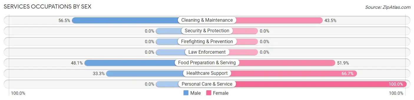 Services Occupations by Sex in Zip Code 05462