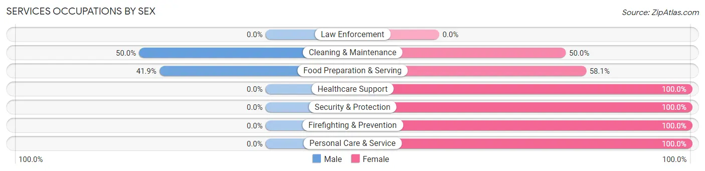 Services Occupations by Sex in Zip Code 05483