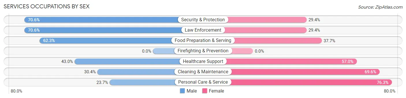 Services Occupations by Sex in Zip Code 05641