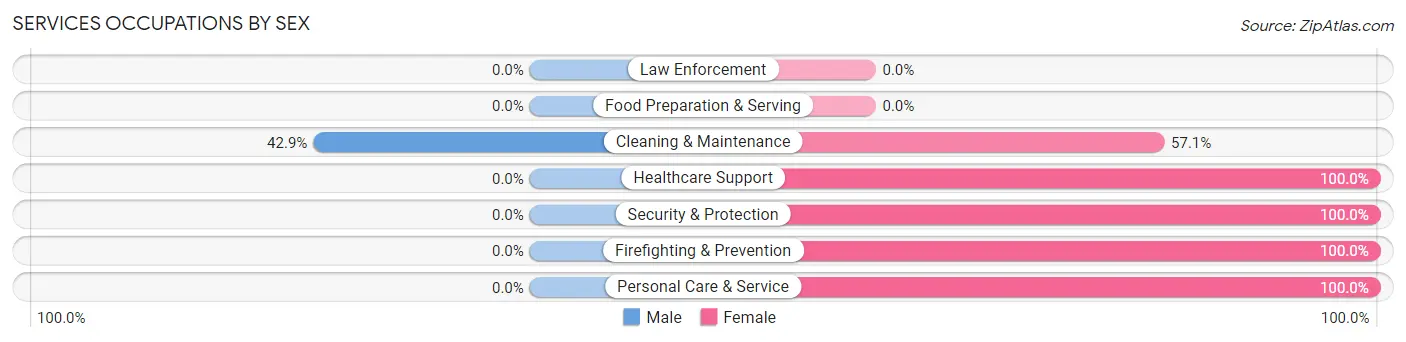 Services Occupations by Sex in Zip Code 05653