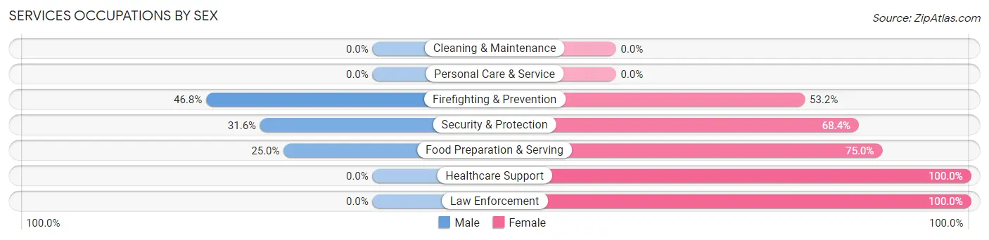 Services Occupations by Sex in Zip Code 05654