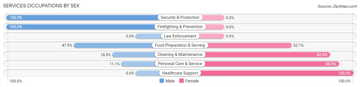 Services Occupations by Sex in Zip Code 05655