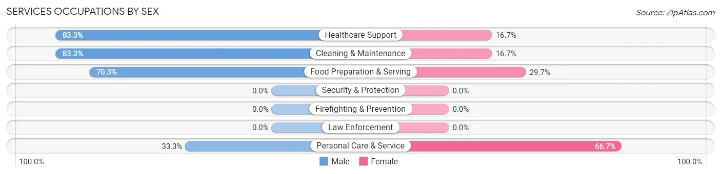 Services Occupations by Sex in Zip Code 05660