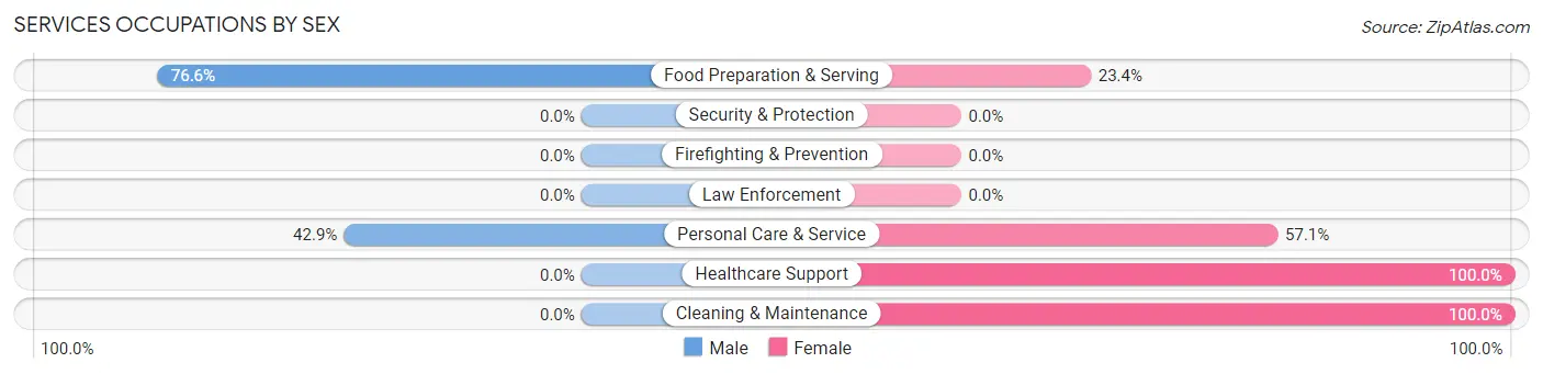 Services Occupations by Sex in Zip Code 05674