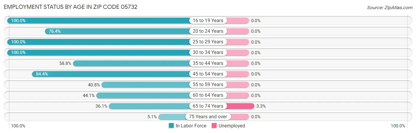 Employment Status by Age in Zip Code 05732