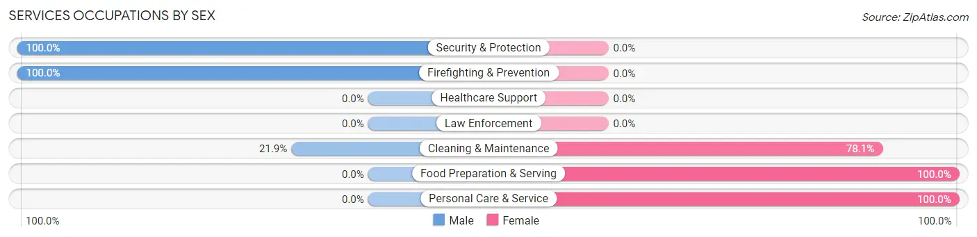 Services Occupations by Sex in Zip Code 05732