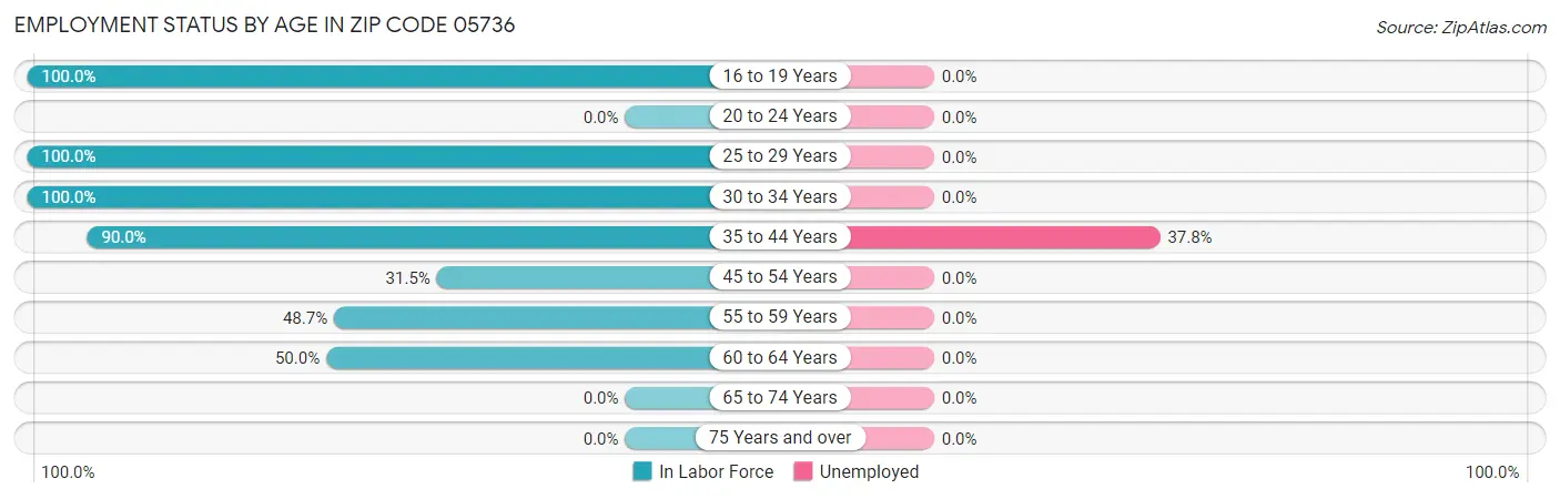 Employment Status by Age in Zip Code 05736