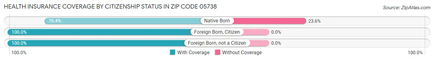 Health Insurance Coverage by Citizenship Status in Zip Code 05738