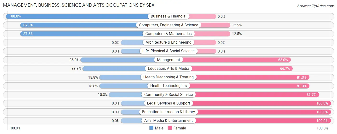 Management, Business, Science and Arts Occupations by Sex in Zip Code 05742
