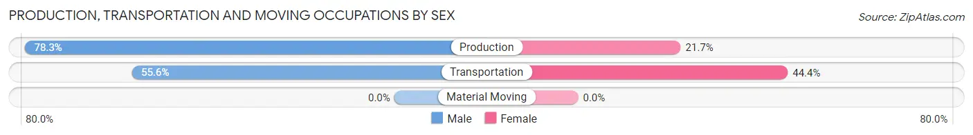 Production, Transportation and Moving Occupations by Sex in Zip Code 05744