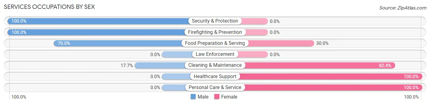 Services Occupations by Sex in Zip Code 05757