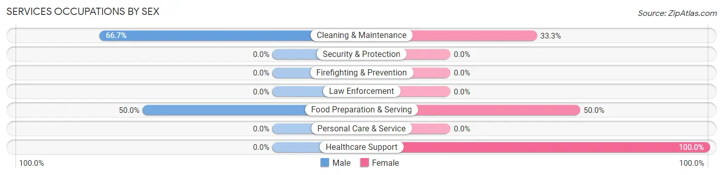 Services Occupations by Sex in Zip Code 05758