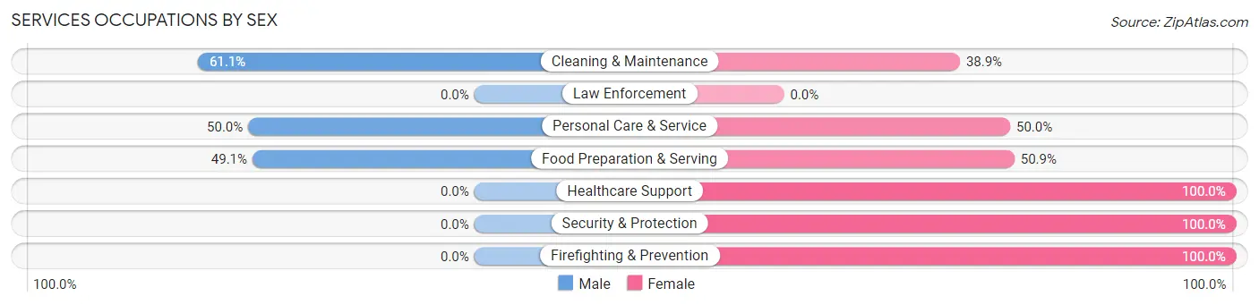 Services Occupations by Sex in Zip Code 05759