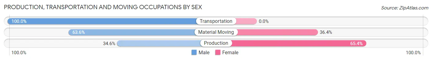 Production, Transportation and Moving Occupations by Sex in Zip Code 05763