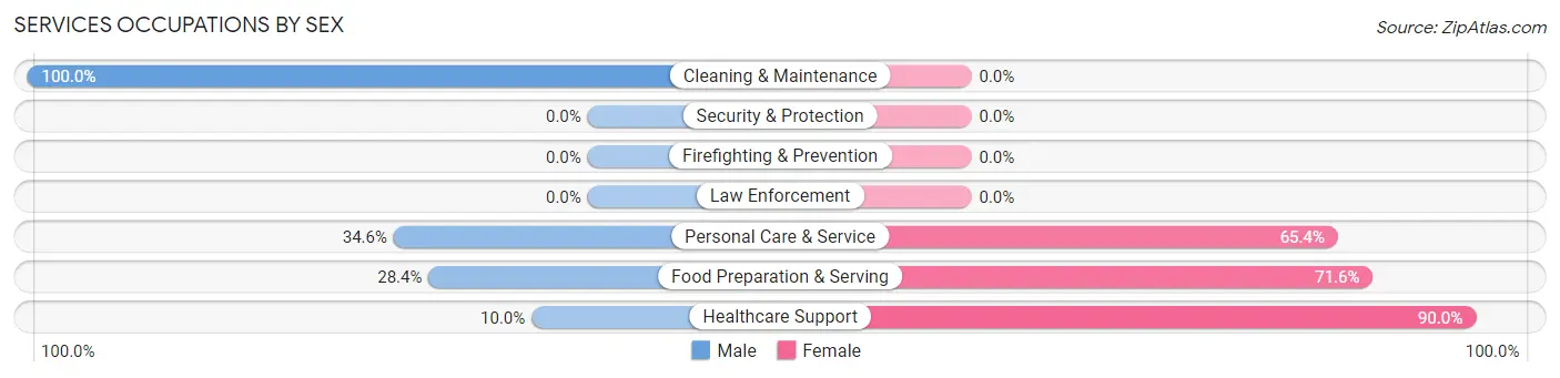 Services Occupations by Sex in Zip Code 05763