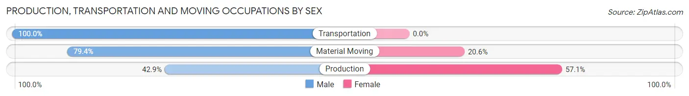 Production, Transportation and Moving Occupations by Sex in Zip Code 05765