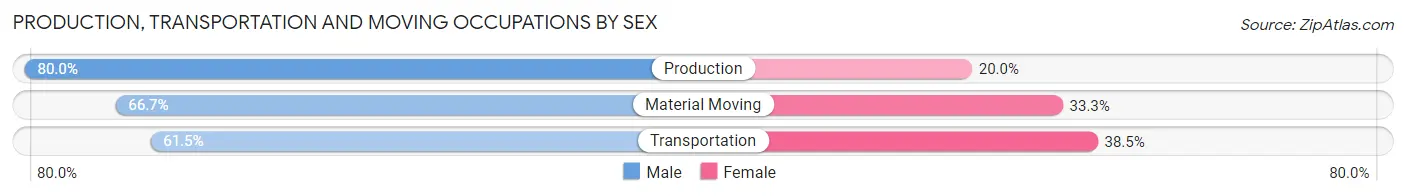 Production, Transportation and Moving Occupations by Sex in Zip Code 05774