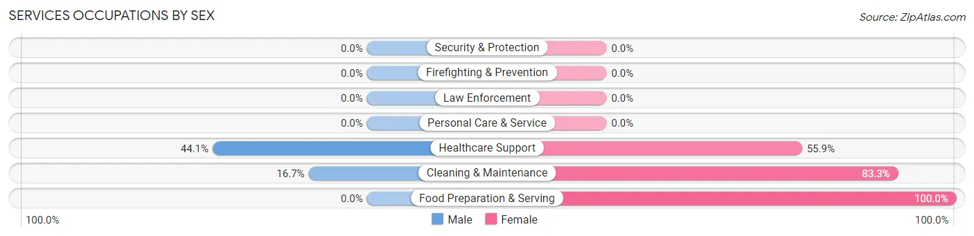 Services Occupations by Sex in Zip Code 05836