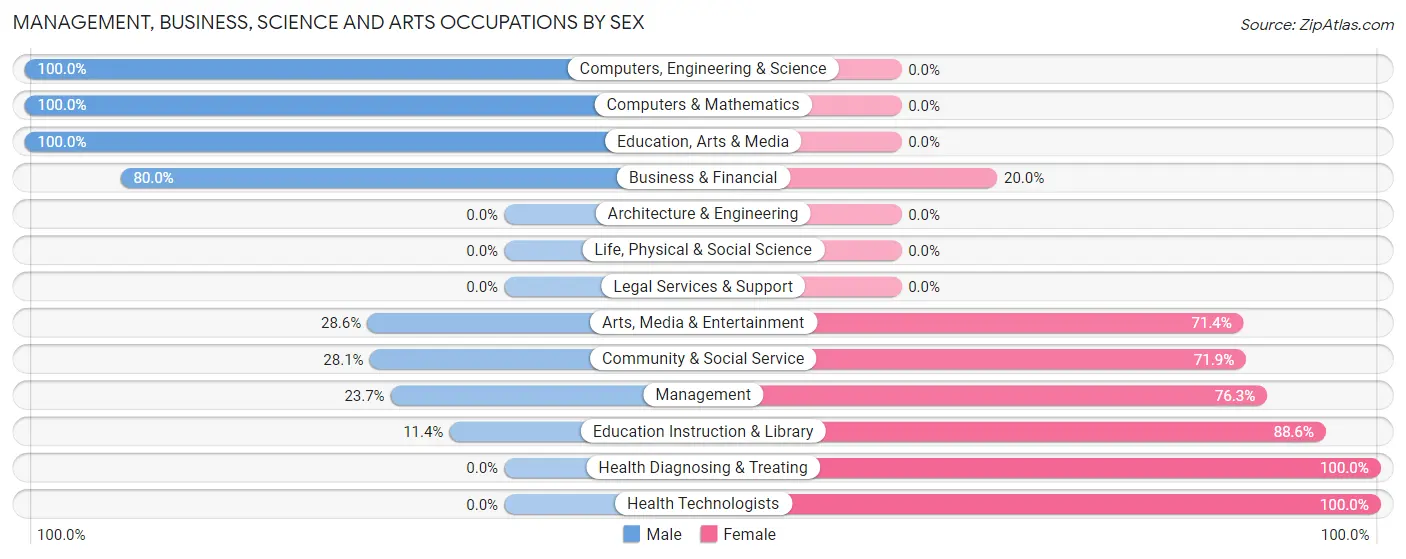 Management, Business, Science and Arts Occupations by Sex in Zip Code 05839