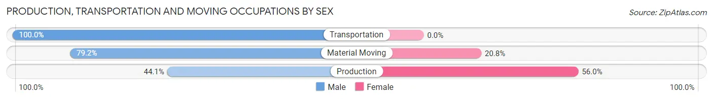 Production, Transportation and Moving Occupations by Sex in Zip Code 05843