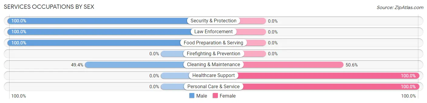 Services Occupations by Sex in Zip Code 05843