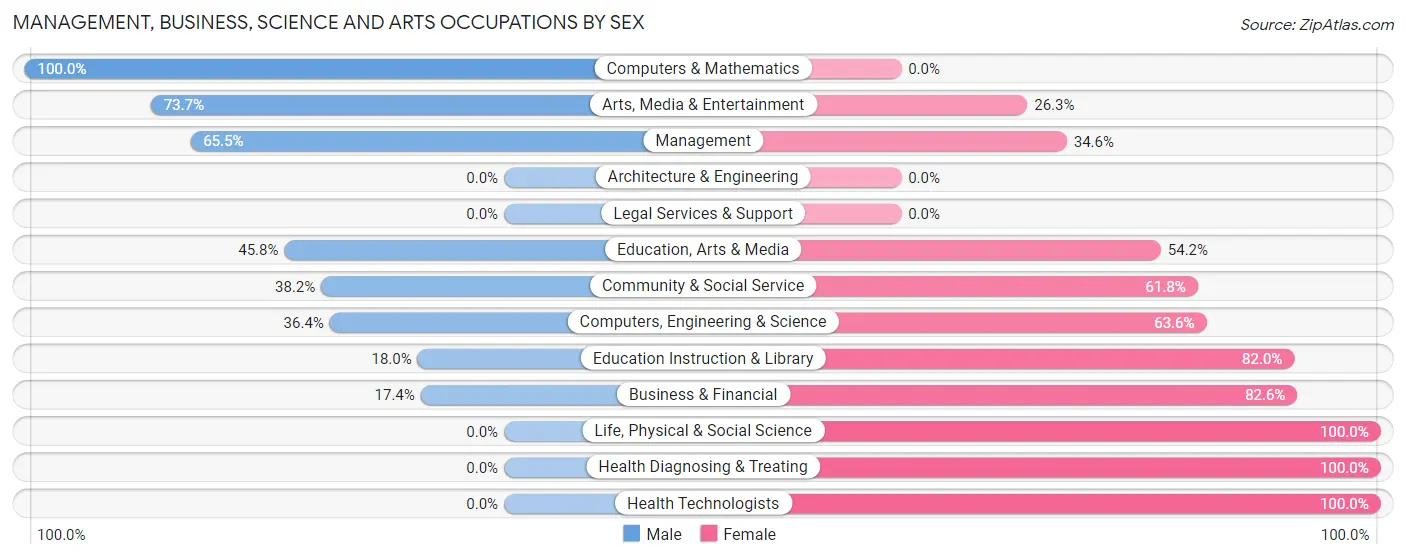 Management, Business, Science and Arts Occupations by Sex in Zip Code 05845