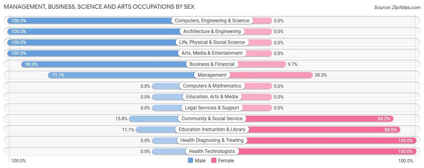 Management, Business, Science and Arts Occupations by Sex in Zip Code 05847