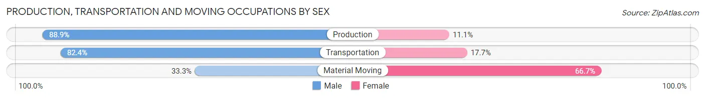 Production, Transportation and Moving Occupations by Sex in Zip Code 05847