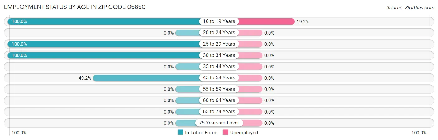 Employment Status by Age in Zip Code 05850