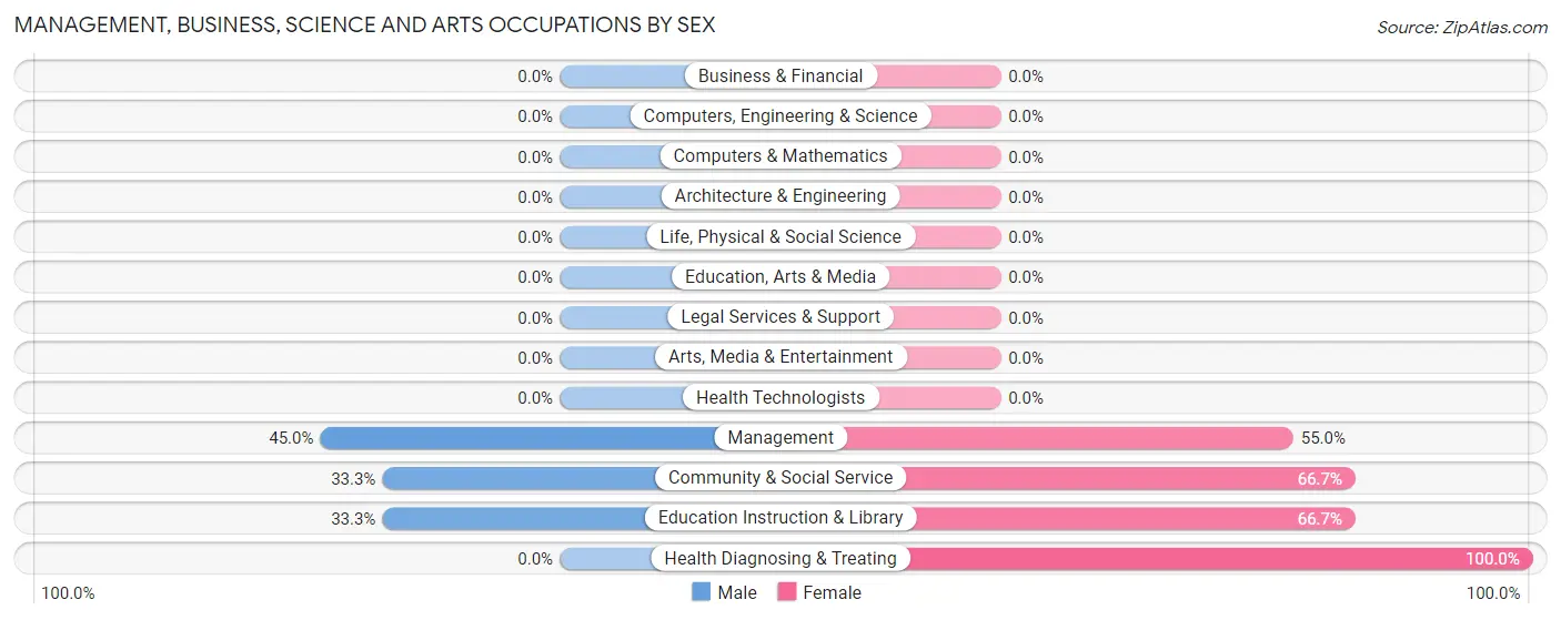 Management, Business, Science and Arts Occupations by Sex in Zip Code 05858