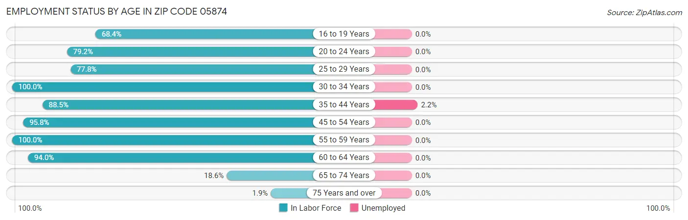 Employment Status by Age in Zip Code 05874
