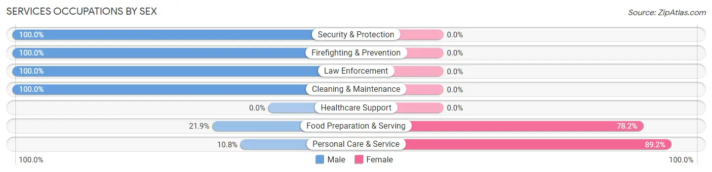 Services Occupations by Sex in Zip Code 06026