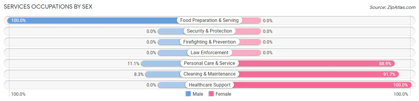 Services Occupations by Sex in Zip Code 06039