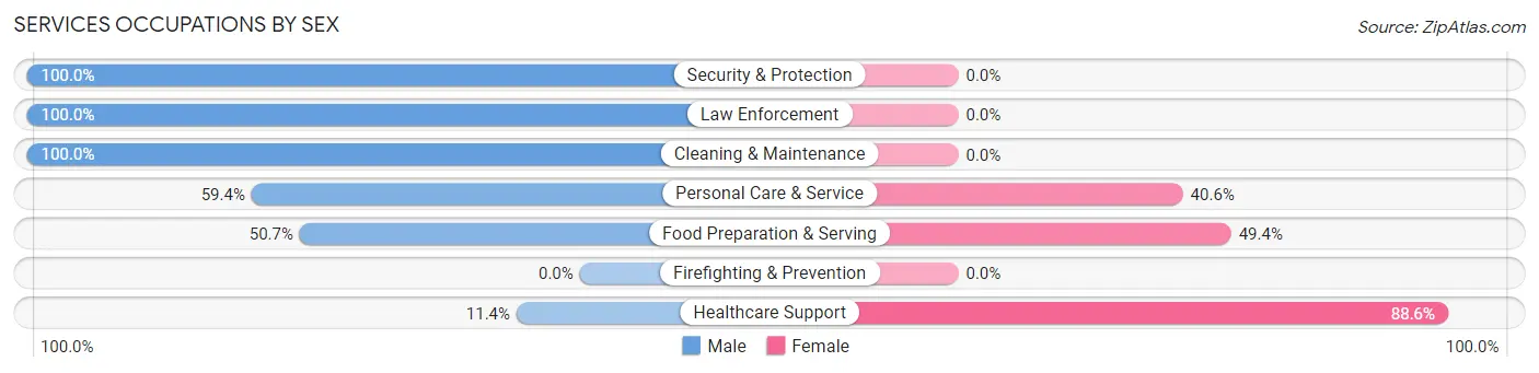 Services Occupations by Sex in Zip Code 06043