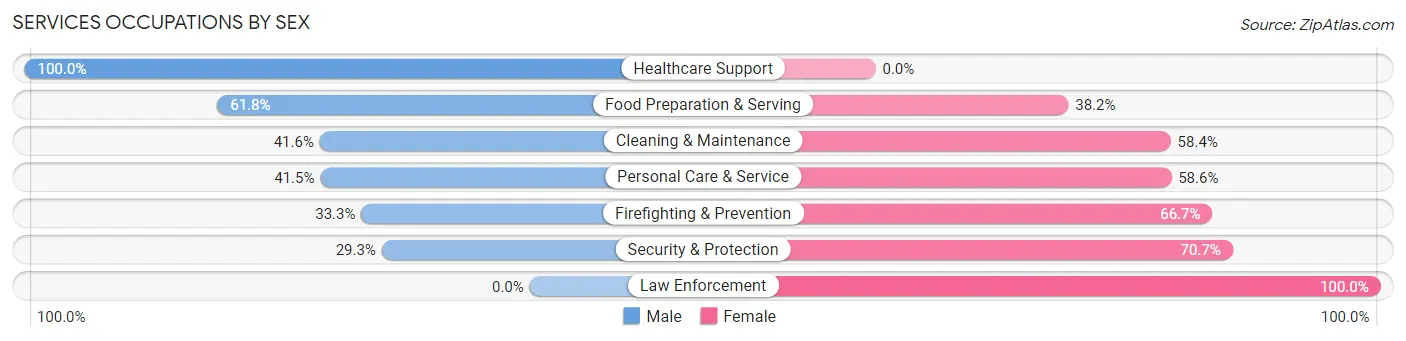 Services Occupations by Sex in Zip Code 06052