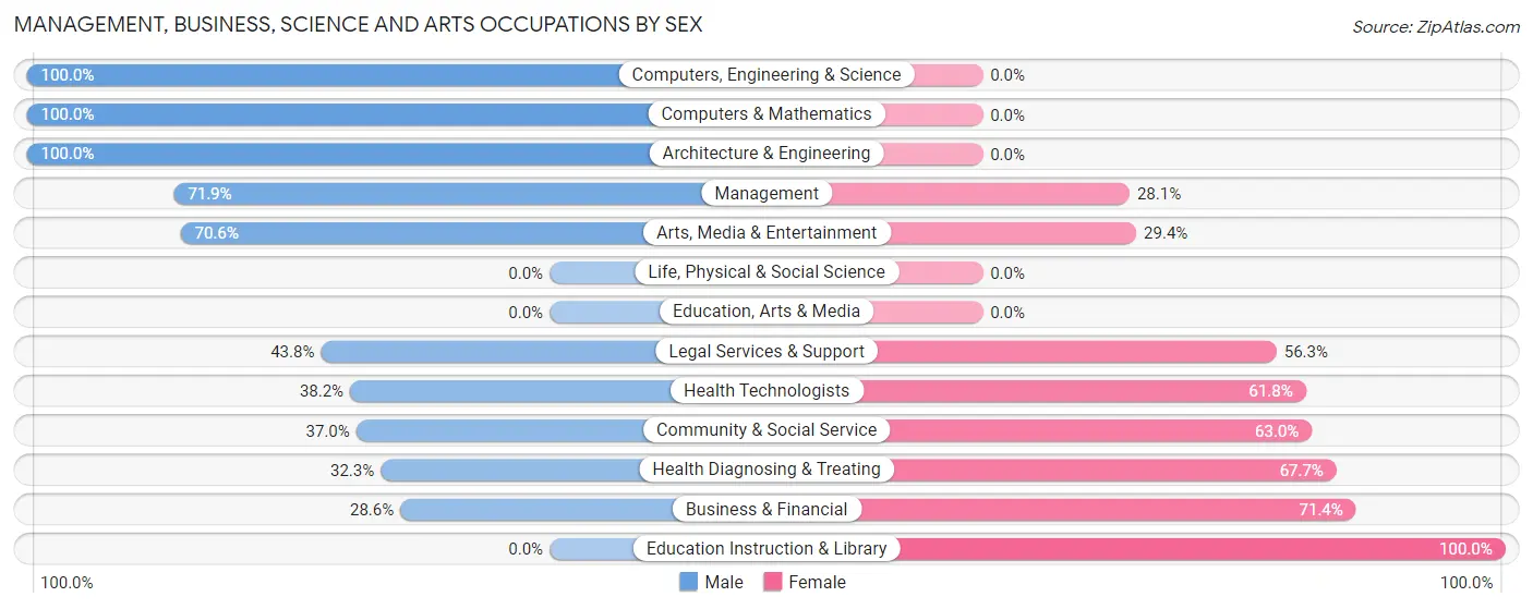 Management, Business, Science and Arts Occupations by Sex in Zip Code 06060
