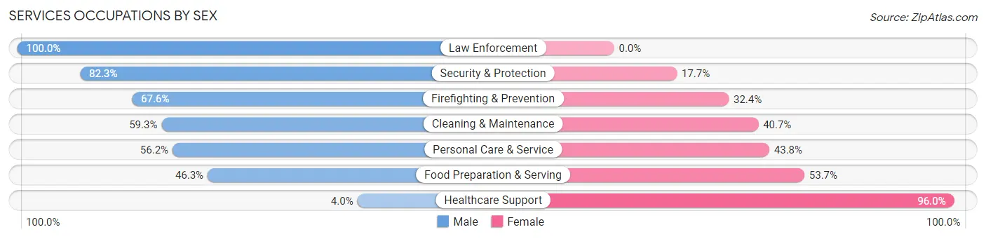Services Occupations by Sex in Zip Code 06062